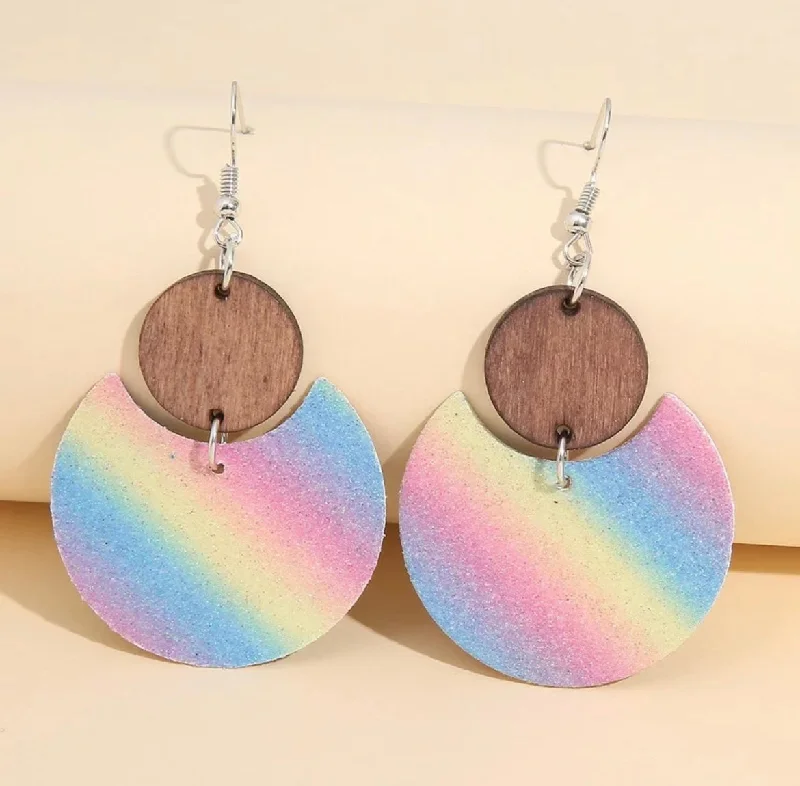 Ladies earrings sentimental value-Polychrome Wood and Cork Drop Earrings