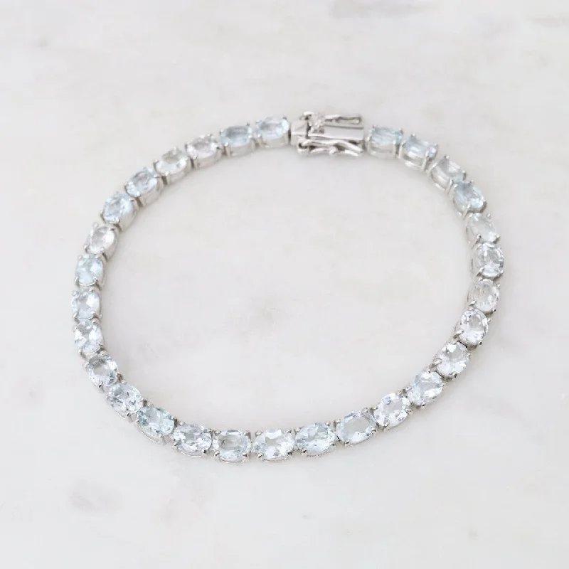 Ladies bracelets limited editions-Oval Aquamarine Tennis Bracelet