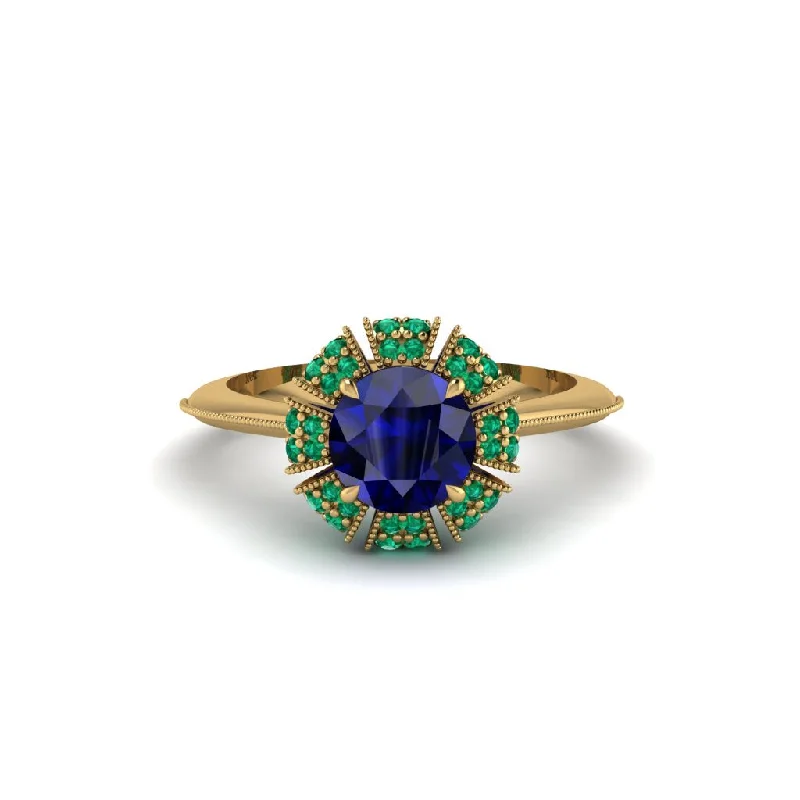 Ladies engagement rings global brands-Emerald Crown Halo Engagement Ring - Annie No. 28