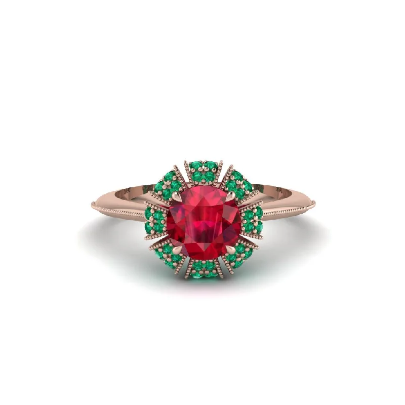 Ladies engagement rings conflict-free-Emerald Crown Halo Engagement Ring - Annie No. 26