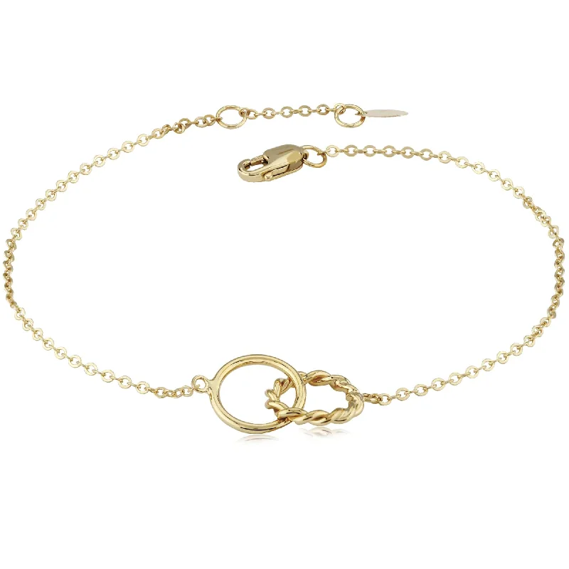 Ladies bracelets luxury brands-14k Twist & Plain Interlocking Rings Bracelet