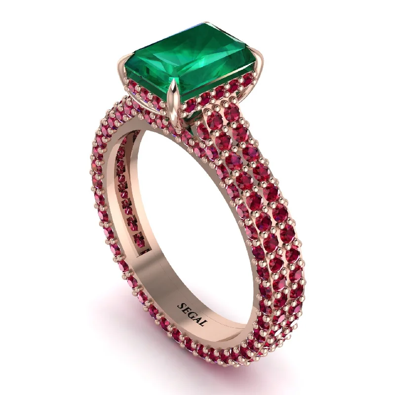 Ladies engagement rings buying advice-Radiant Cut Emerald Pave Engagement Ring - Kenzie No. 50