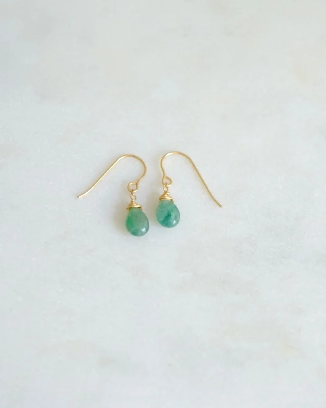 Ladies earrings white gold-Emerald deep green Earrings