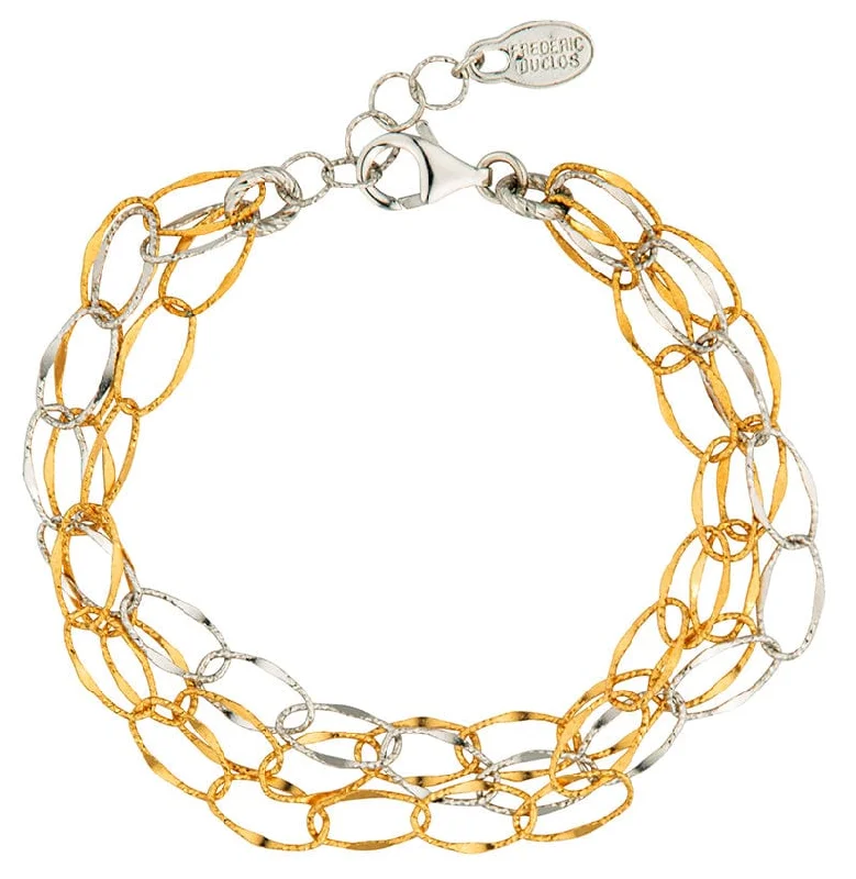 Ladies bracelets size guide-Sterling Silver & Yellow Gold Plated Cara Bracelet