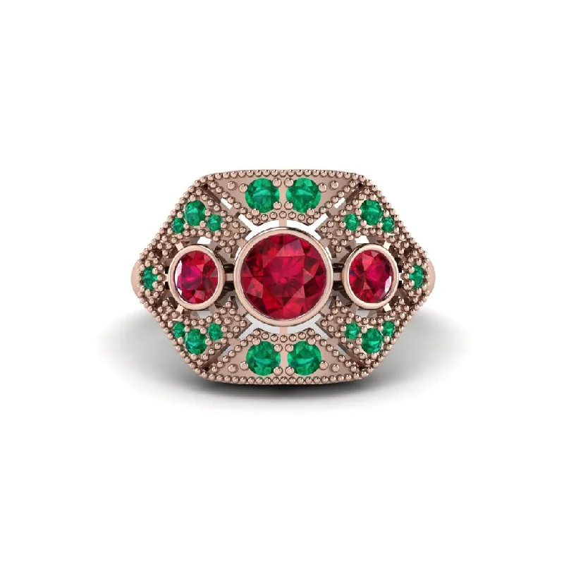 Ladies engagement rings romantic picks-Ruby Art Deco Geometric Engagement Ring - Haven No. 26