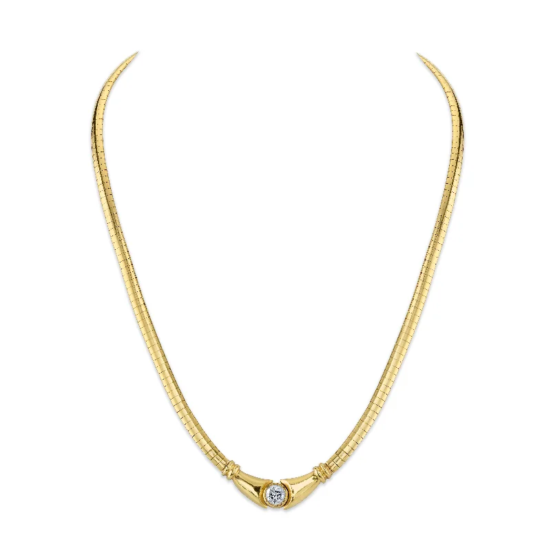 Ladies necklaces pearl pendants-Diamond Omega Necklace