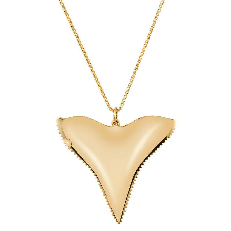 Ladies necklaces elegant looks-Gold Shark Tooth Necklace