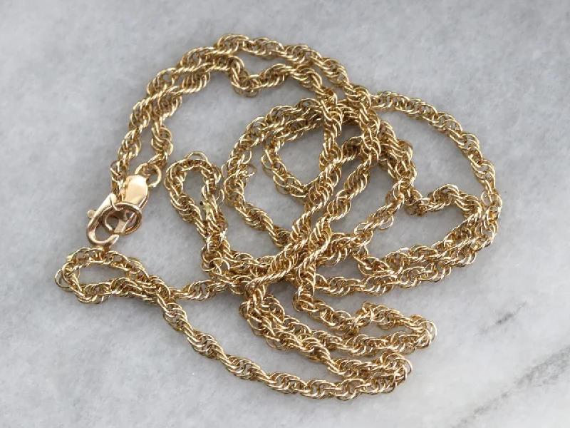 Ladies necklaces personalized-Long Gold Rope Twist Chain Necklace