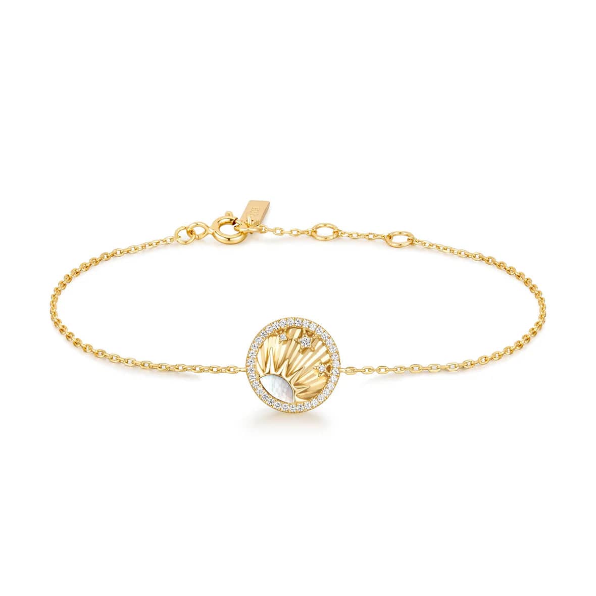 Ladies bracelets classic designs-Gold Shiny Sun Stars Bracelet