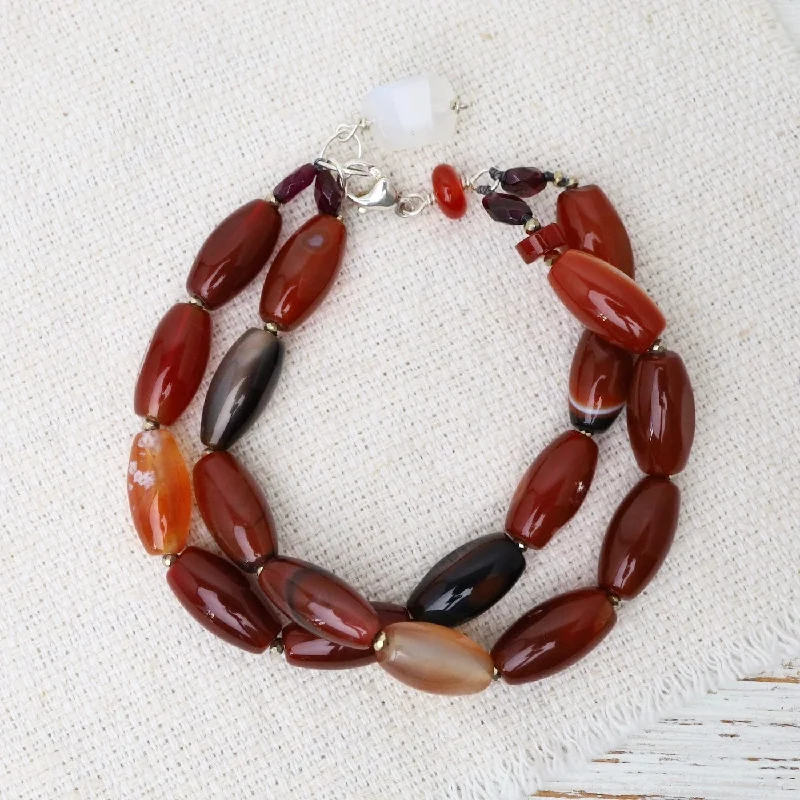 Ladies bracelets birthday surprises-Double Strand Carnelian Bracelet