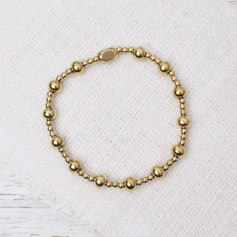 Ladies bracelets collectible items-Plain Ball 3 & 6mm Bracelet in Gold Plated Stainless Steel