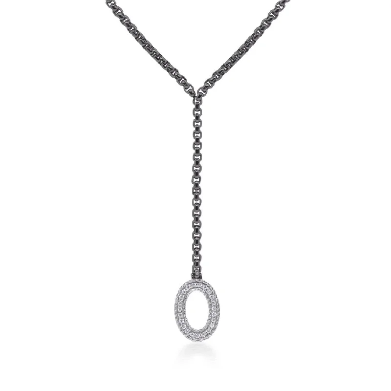 Ladies necklaces classic designs-0.19 ctw Diamond Lariat Cable Necklace