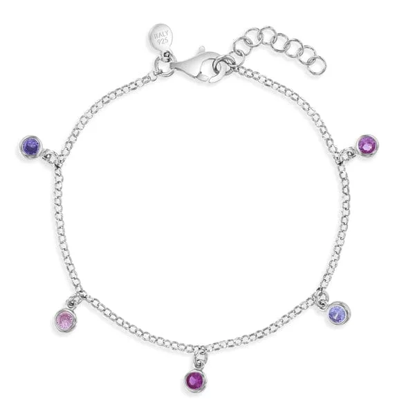 Ladies bracelets cute accents-Multicolor CZ Charm Bracelet for Children