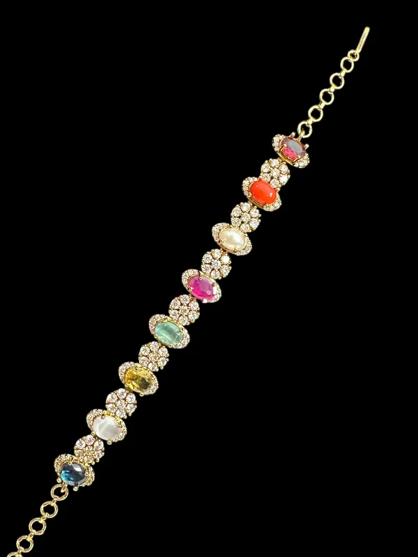 Ladies bracelets price range-Multicolor gold plated bracelet - Navratan ( READY TO SHIP )