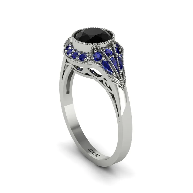 Ladies engagement rings popular brands-Sapphire Vintage-Inspired Besel Engagement Ring - Makenzie No. 69