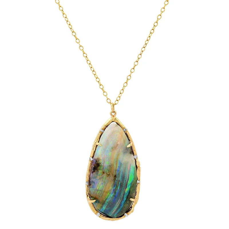 Ladies necklaces synthetic jewels-Opal Stripe Pendant Necklace