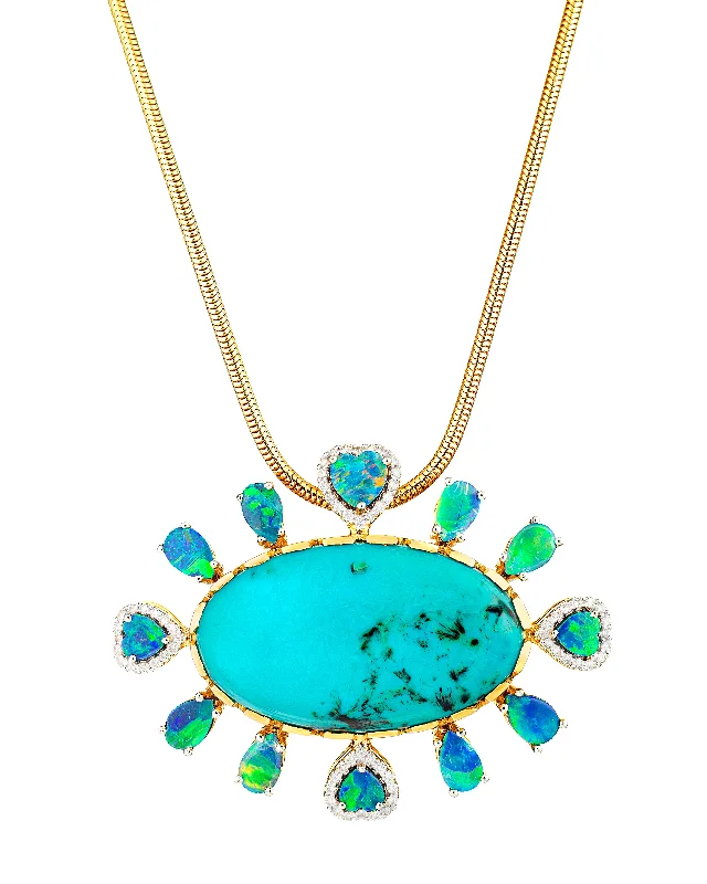 Ladies necklaces luxury brands-Gem Silica Opal Pendant Necklace