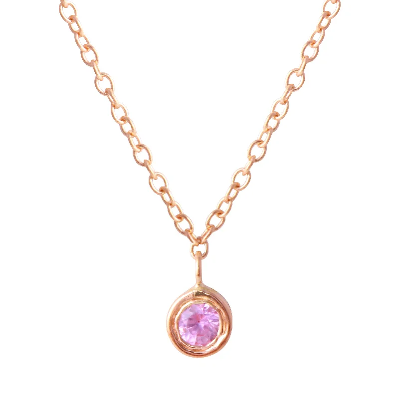 Ladies necklaces openwork patterns-Pink Sapphire Bezel Necklace