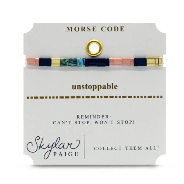 Ladies bracelets memory keepsakes-Unstoppable - Morse Code Tila Beaded Bracelet