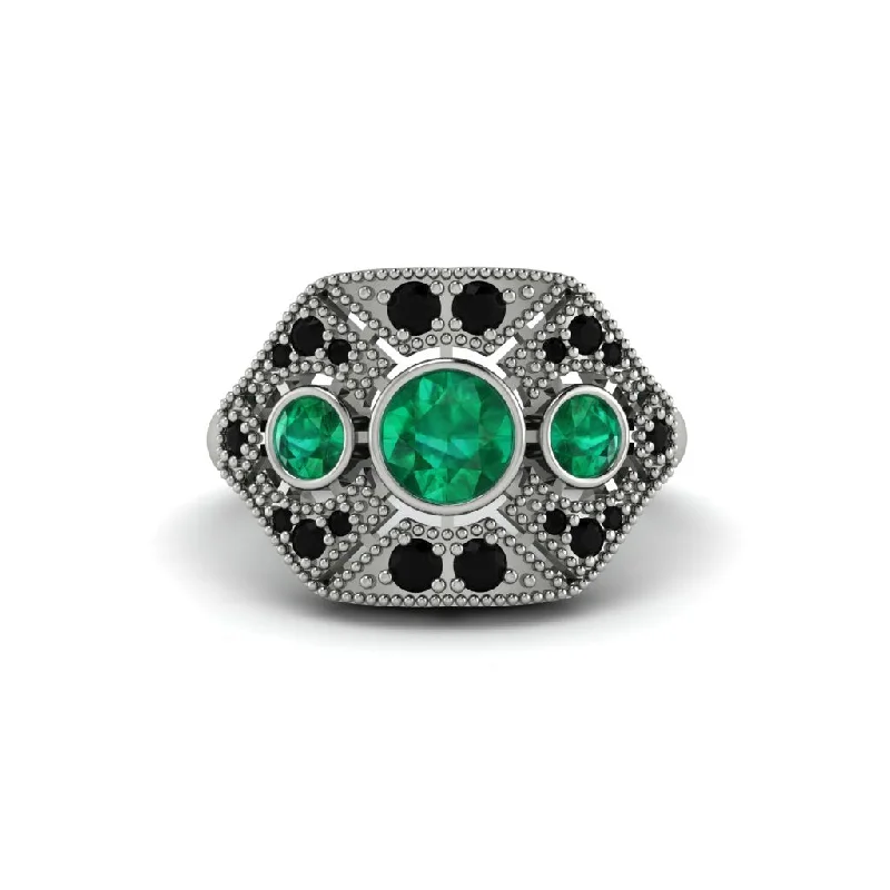 Ladies engagement rings lightweight picks-Emerald Art Deco Geometric Engagement Ring - Haven No. 36