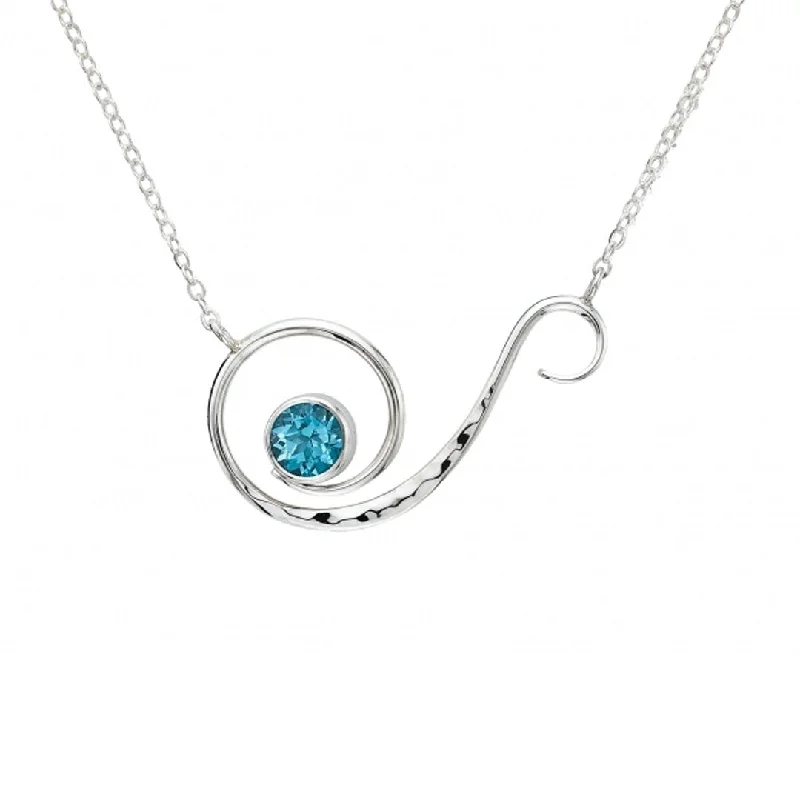 Ladies necklaces engraved names-Blue Topaz Sterling Silver Necklace