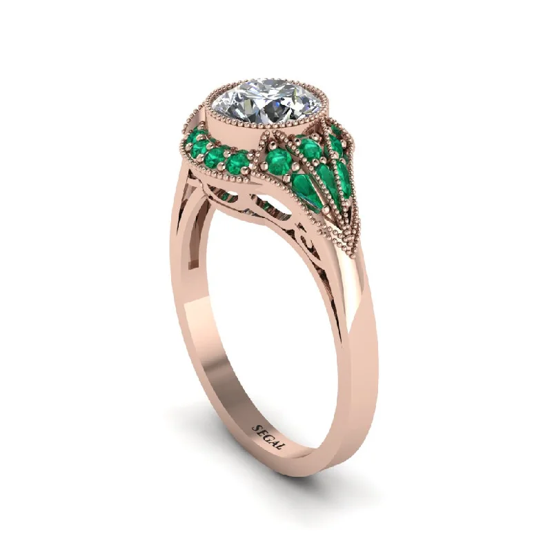 Ladies engagement rings boho charm-Emerald Vintage-Inspired Besel Engagement Ring - Makenzie No. 17