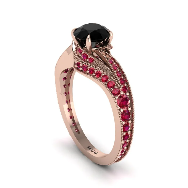 Ladies engagement rings ethical sourcing-Ruby 14K Gold Pave Engagement Ring - Magnolia No. 53