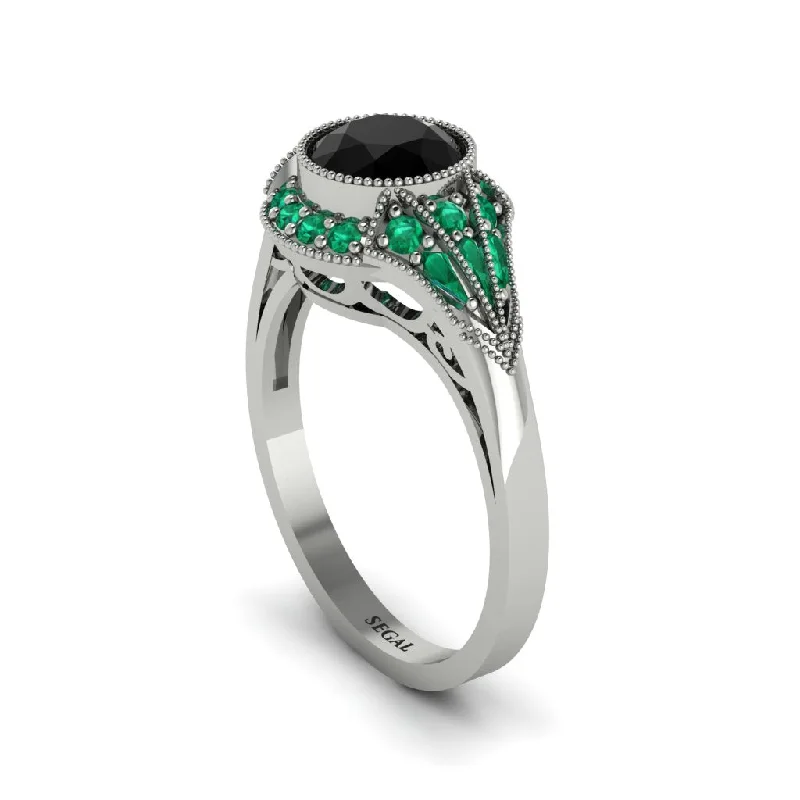 Ladies engagement rings worldwide appeal-Emerald Vintage-Inspired Besel Engagement Ring - Makenzie No. 24