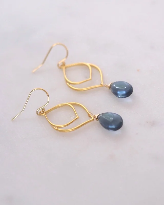 Ladies earrings lightweight picks-Siberian Blue Quartz Leaf Earrings