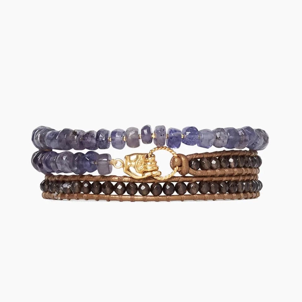 Ladies bracelets sister sets-Iolite Mix Mano Triple Wrap Bracelet