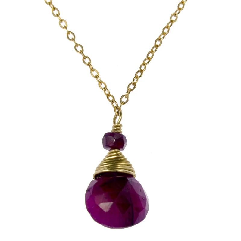 Ladies necklaces minimalist trends-Ruby One Drop Necklace