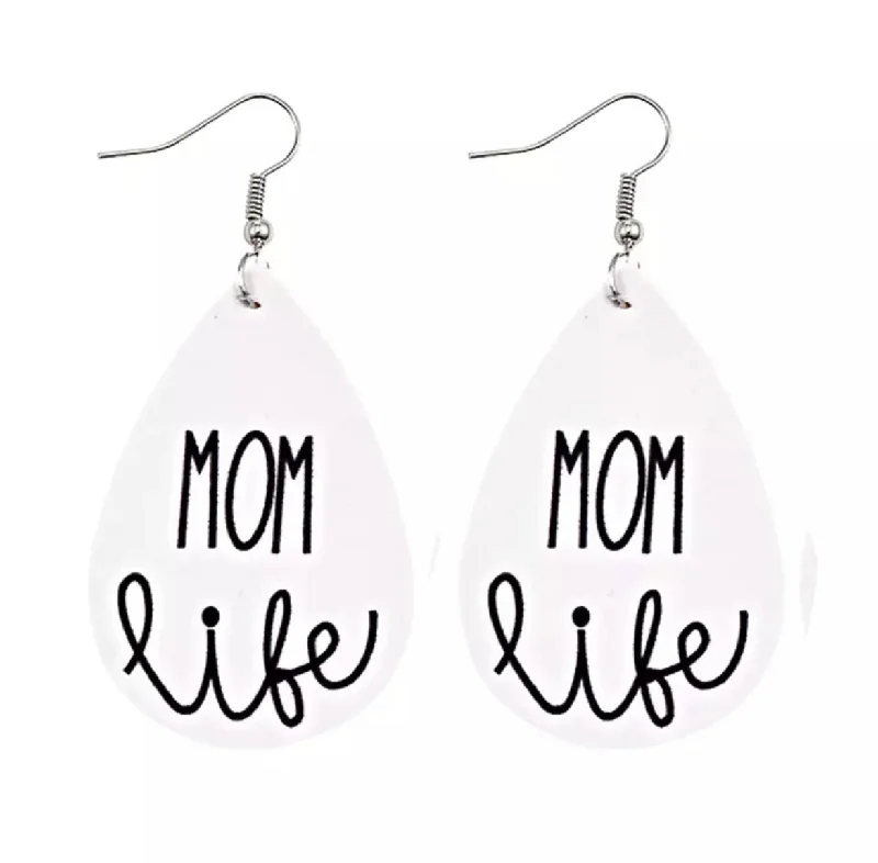 Ladies earrings Asian styles-Mom Life Leather Drop Earrings