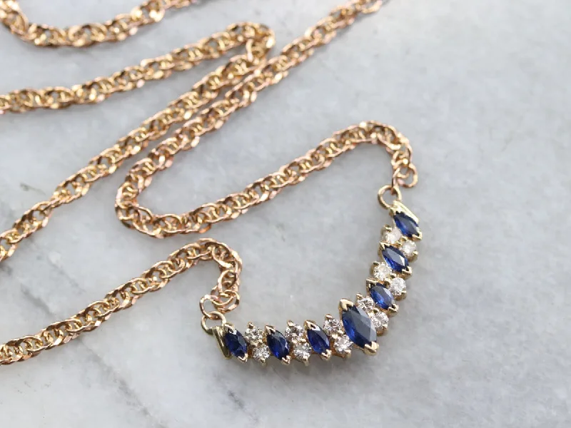 Ladies necklaces personalized-Sapphire Diamond Gold Necklace