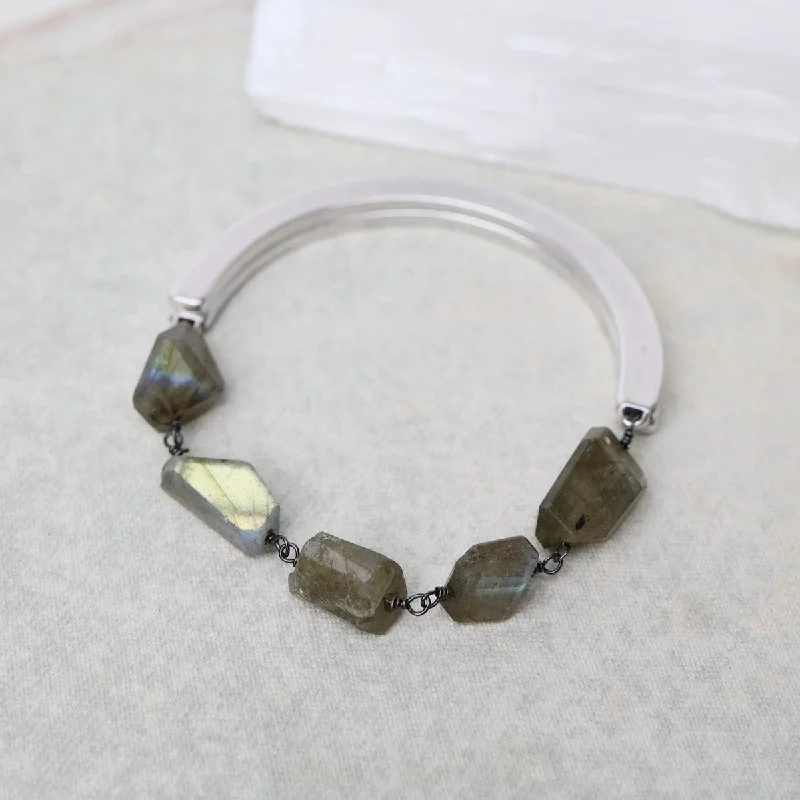 Ladies bracelets lightweight picks-Single Bead Chain of Labradorite Bracelet