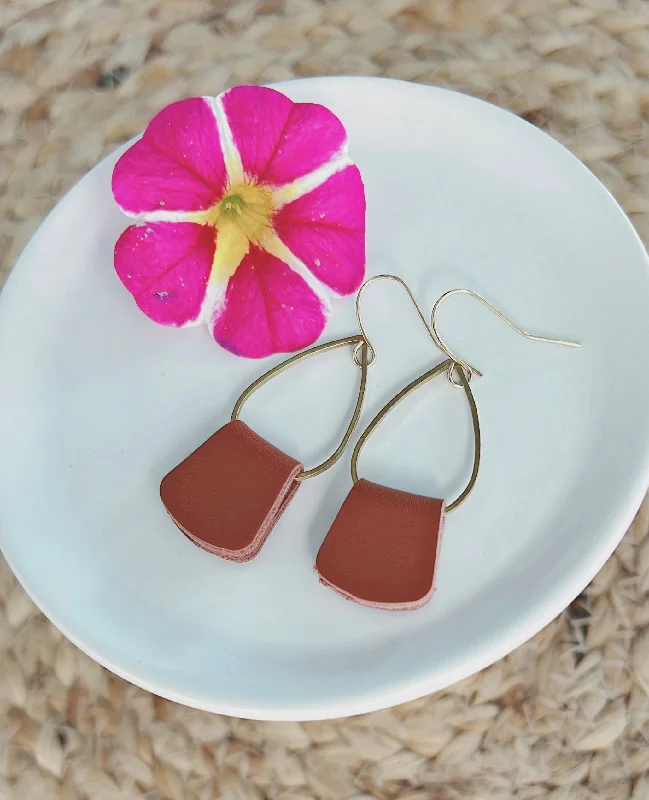 Ladies earrings sentimental value-Gorgeous Folded Leather Earrings