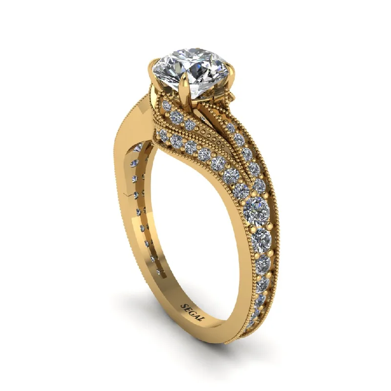 Ladies engagement rings warranty options-Diamond 14K Gold Pave Engagement Ring - Magnolia No. 1