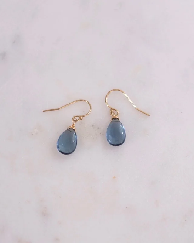 Ladies earrings elegant designs-Siberian Blue Quartz Simple Earrings