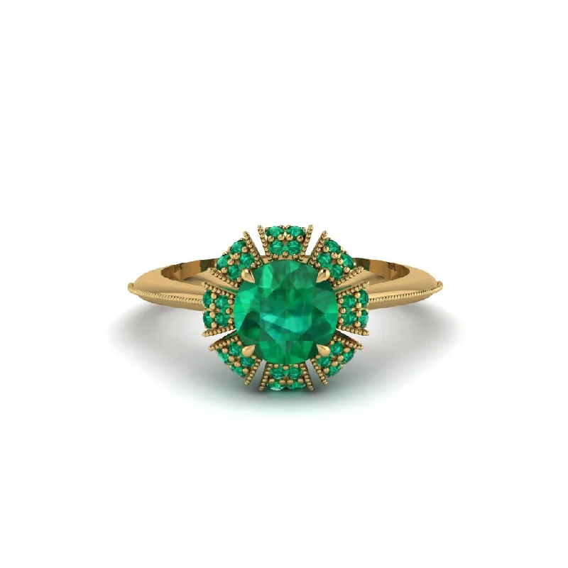 Ladies engagement rings minimalist trends-Emerald Crown Halo Engagement Ring - Annie No. 19