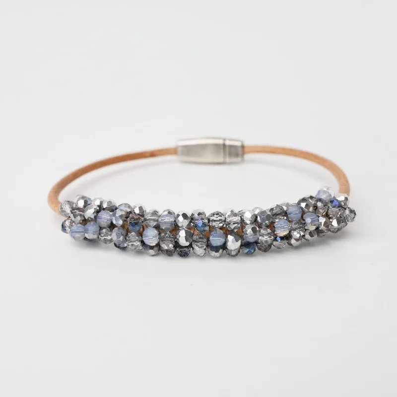 Ladies bracelets casual vibes-Blue & Silver Crystals Bracelet