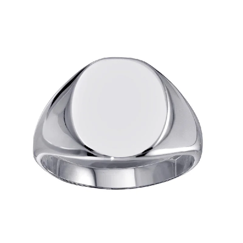 Ladies rings wedding bands-High Polished 925 Sterling Silver Oval Engravable Ring - SOR00034