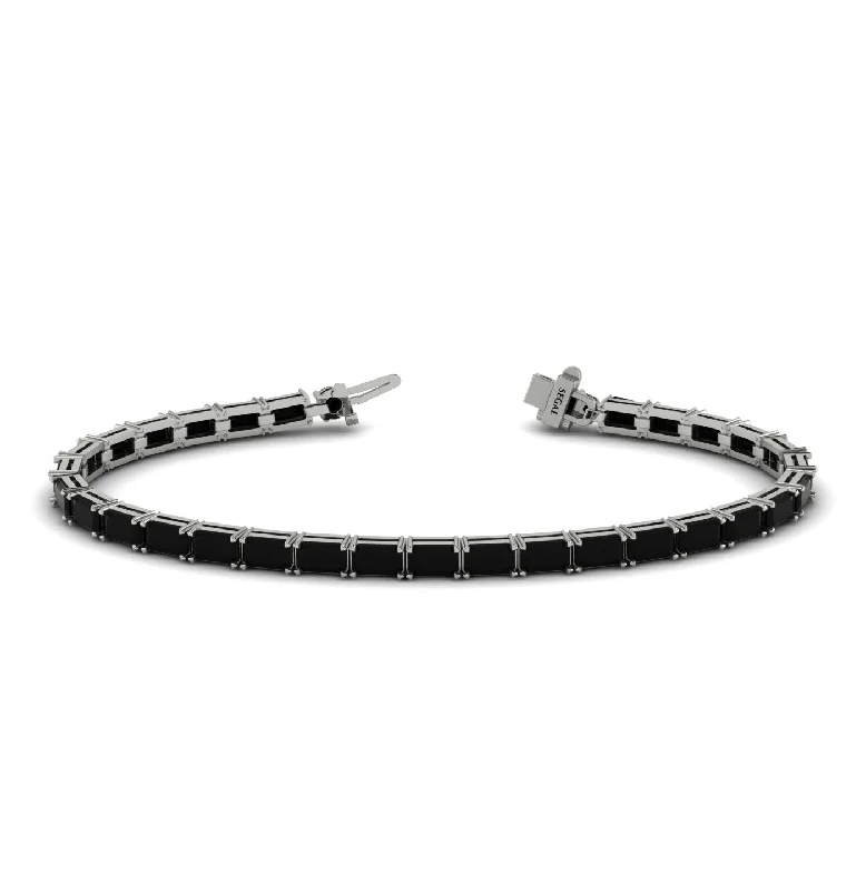 Ladies bracelets wedding styles-Emerald Cut Black Diamond Tennis Bracelet - Rachel No. 9