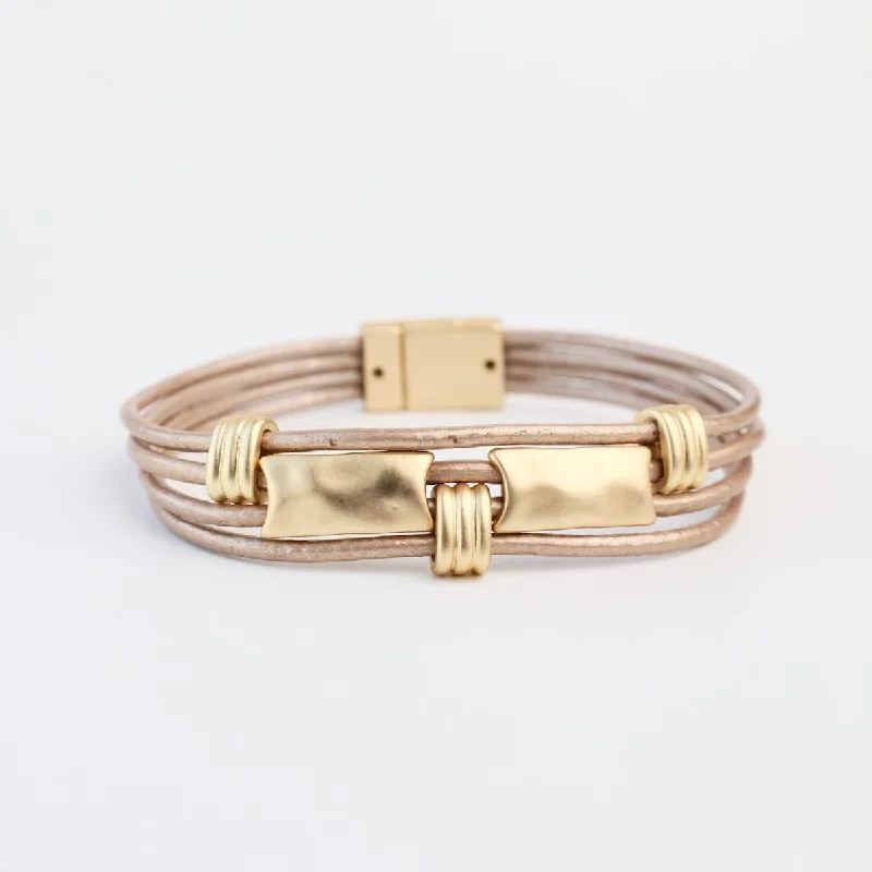 Ladies bracelets Valentine’s Day-Matte Gold Champagne Rectangle Bracelet