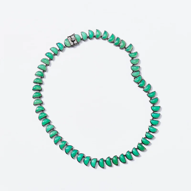 Ladies necklaces elegant looks-Large Chrysoprase Worm Riviere Necklace