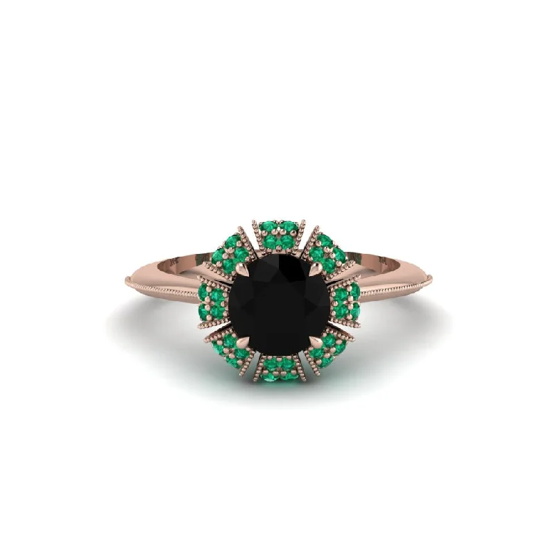 Ladies engagement rings European flair-Emerald Crown Halo Engagement Ring - Annie No. 23