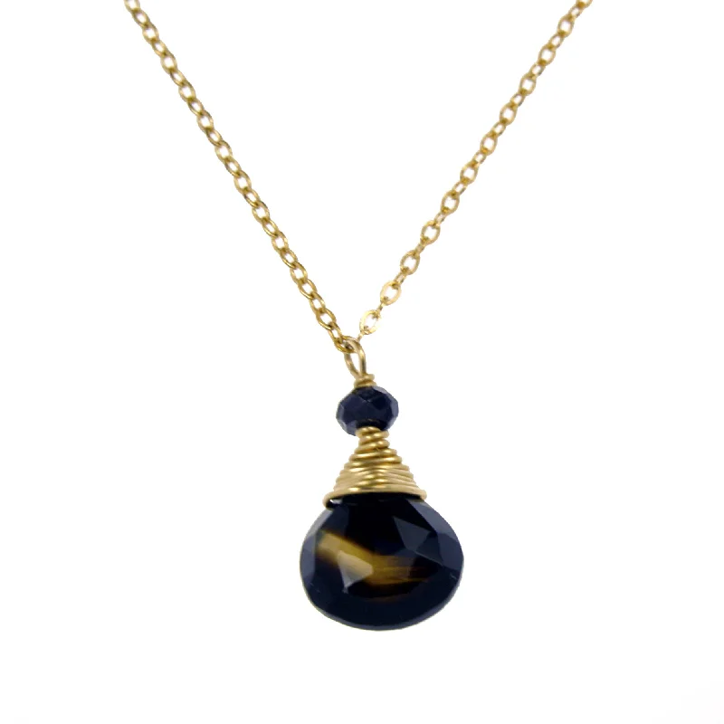 Ladies necklaces hypoallergenic-Black Onyx One Drop Necklace