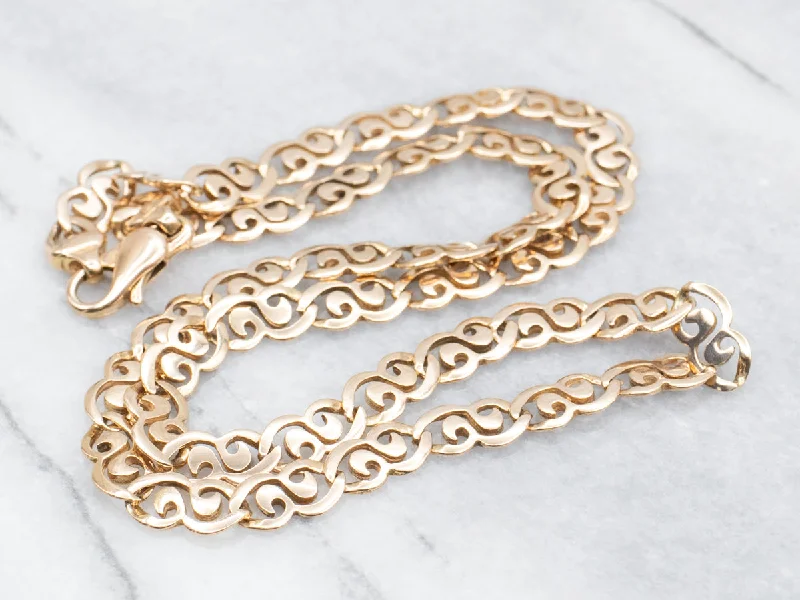 Ladies necklaces discount deals-Scrolling Gold Link Chain Necklace