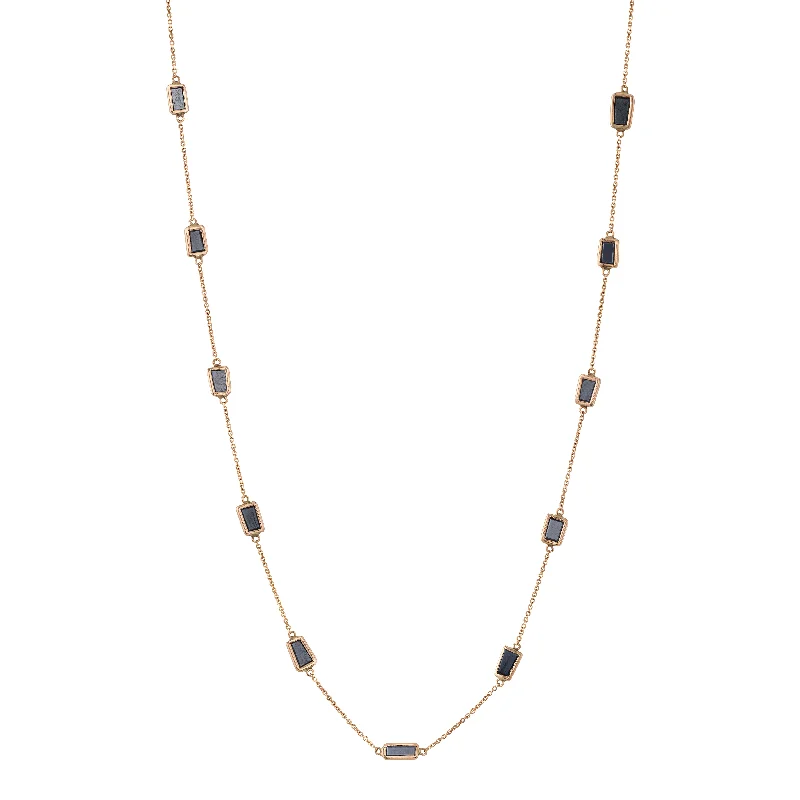 Ladies necklaces creative pieces-Flow Diamond Baguette Necklace