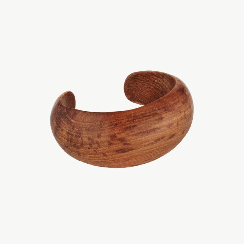 Ladies bracelets pure silver-Mvule Statement Teak Cuff Bracelet