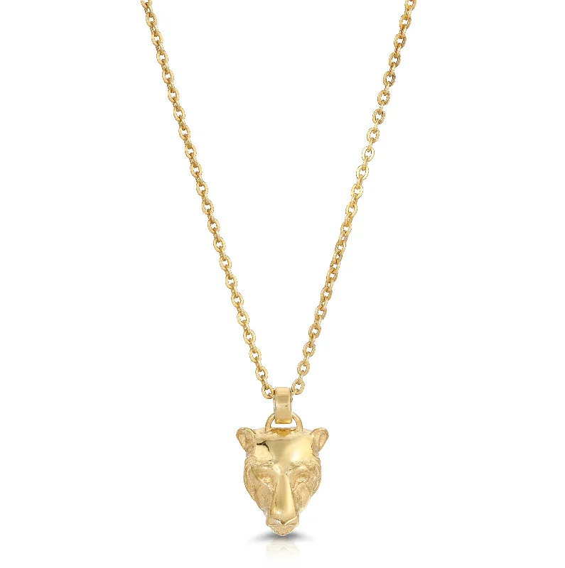 Ladies necklaces ethnic patterns-Gold Lioness Charm Necklace