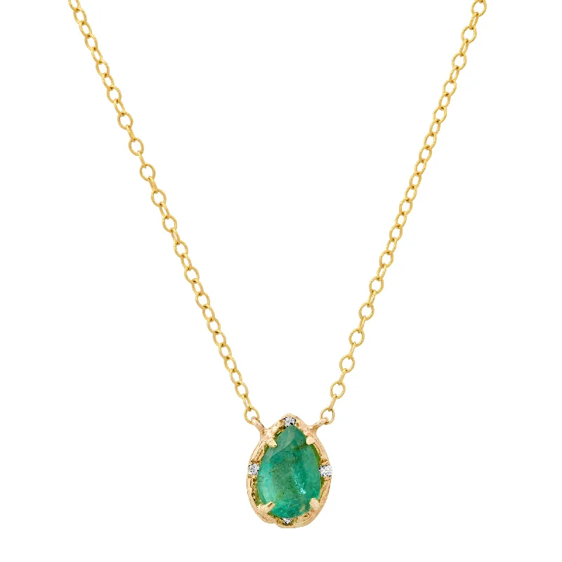 Ladies necklaces custom options-Small Emerald Pear Necklace